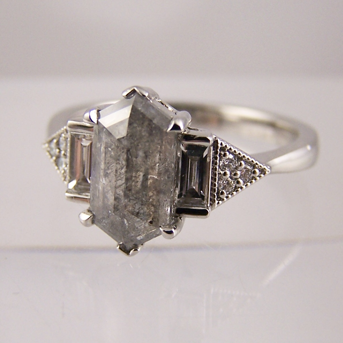 Clear Diamond Engagement Ring, Point No Point Studio