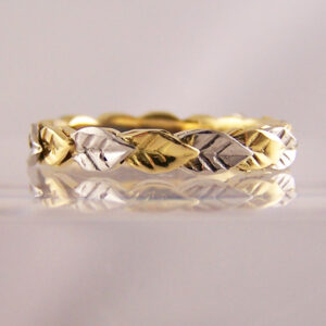 Rose gold Platinum and yellow gold leaf wedding ring
