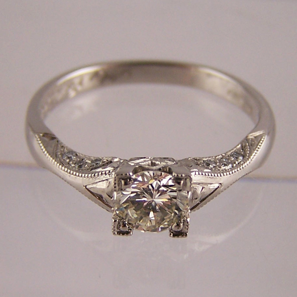 Bezel-Set Diamond Eternity Ring with Antique Milgrain - Nuha Jewelers