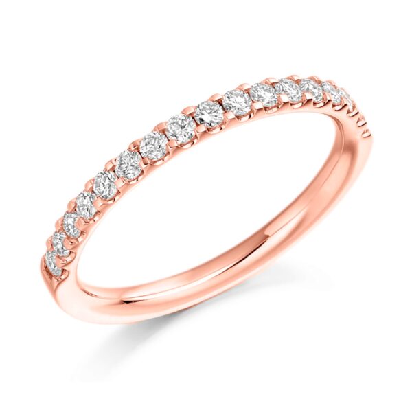 Claw set Diamond wedding ring in rose gold