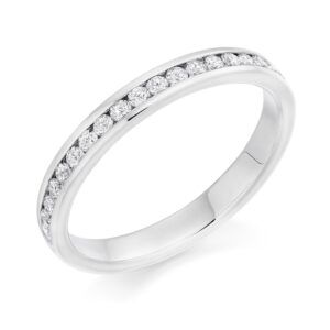 Channel set Diamond wedding ring in platinum