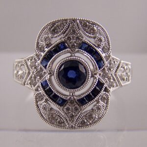 Art Deco style Sapphire & Diamond ring