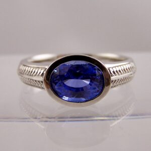 3ct oval rubover set Sapphire ring