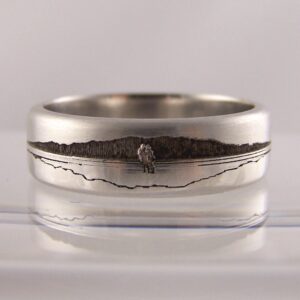 Romantic photo laser engrave wedding ring