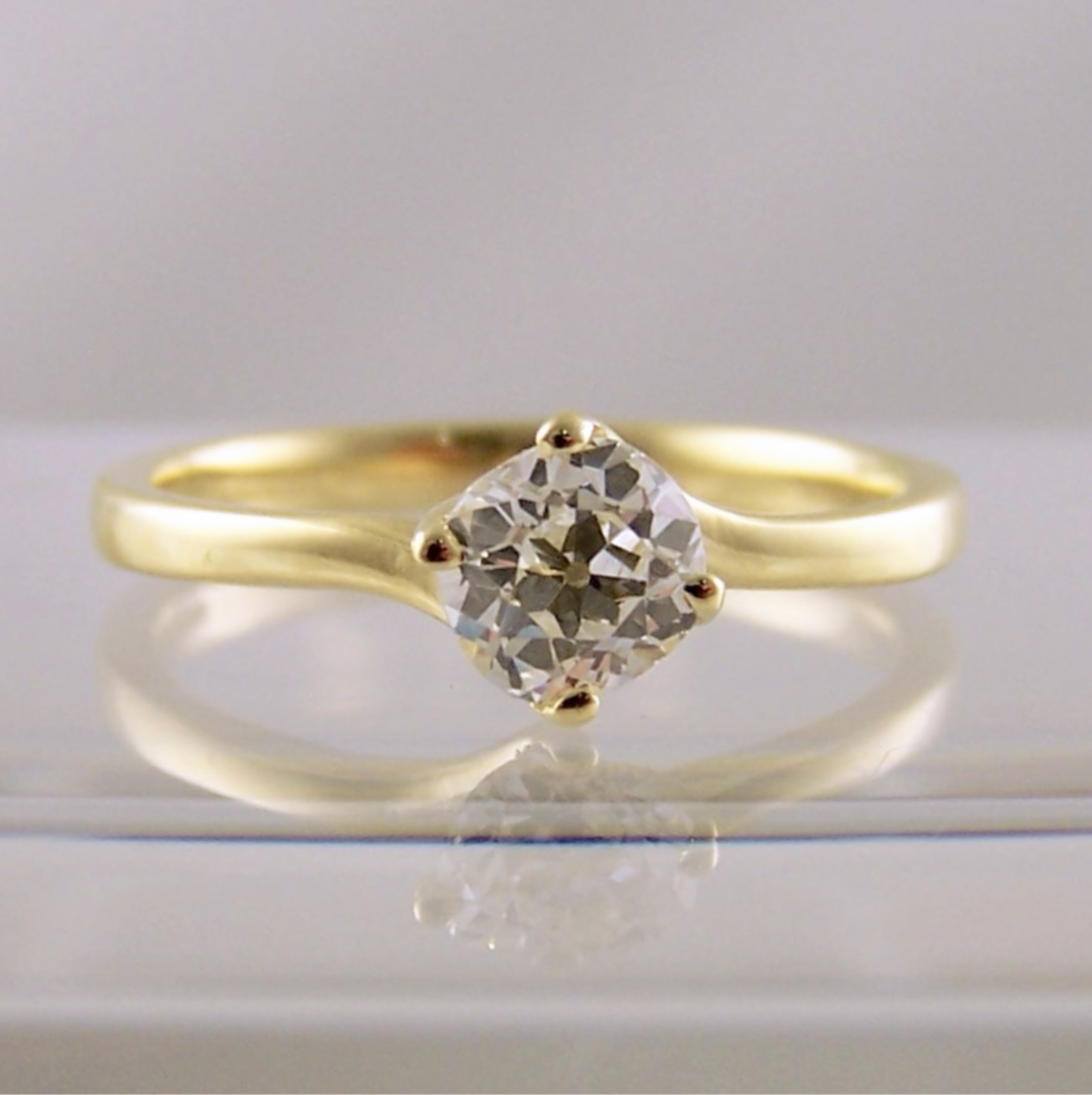 5 stone old cut reset into solitaire engagement ring AFTER