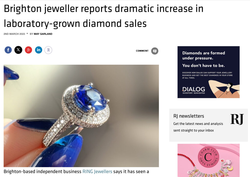 RING jewellers in retail jeweller lab grown article