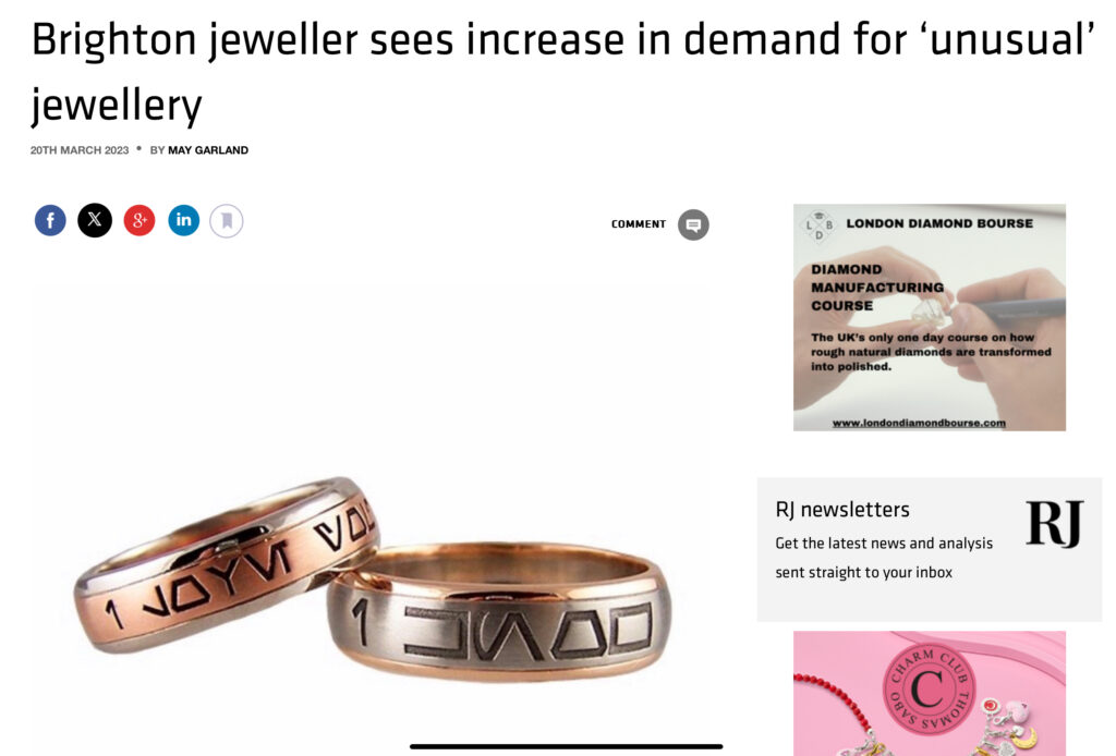 RING jewellers featuring in a Retail Jeweller unusual jewellery article